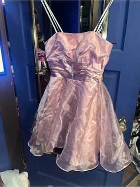 Masquerade Pink Shimmer Spaghetti-Strap Party Dress